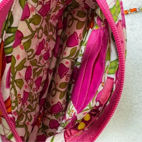 Vera Bradley Quilted Floral Mini Crossbody Bag Pink Green Phone Purse - Picture 7 of 10